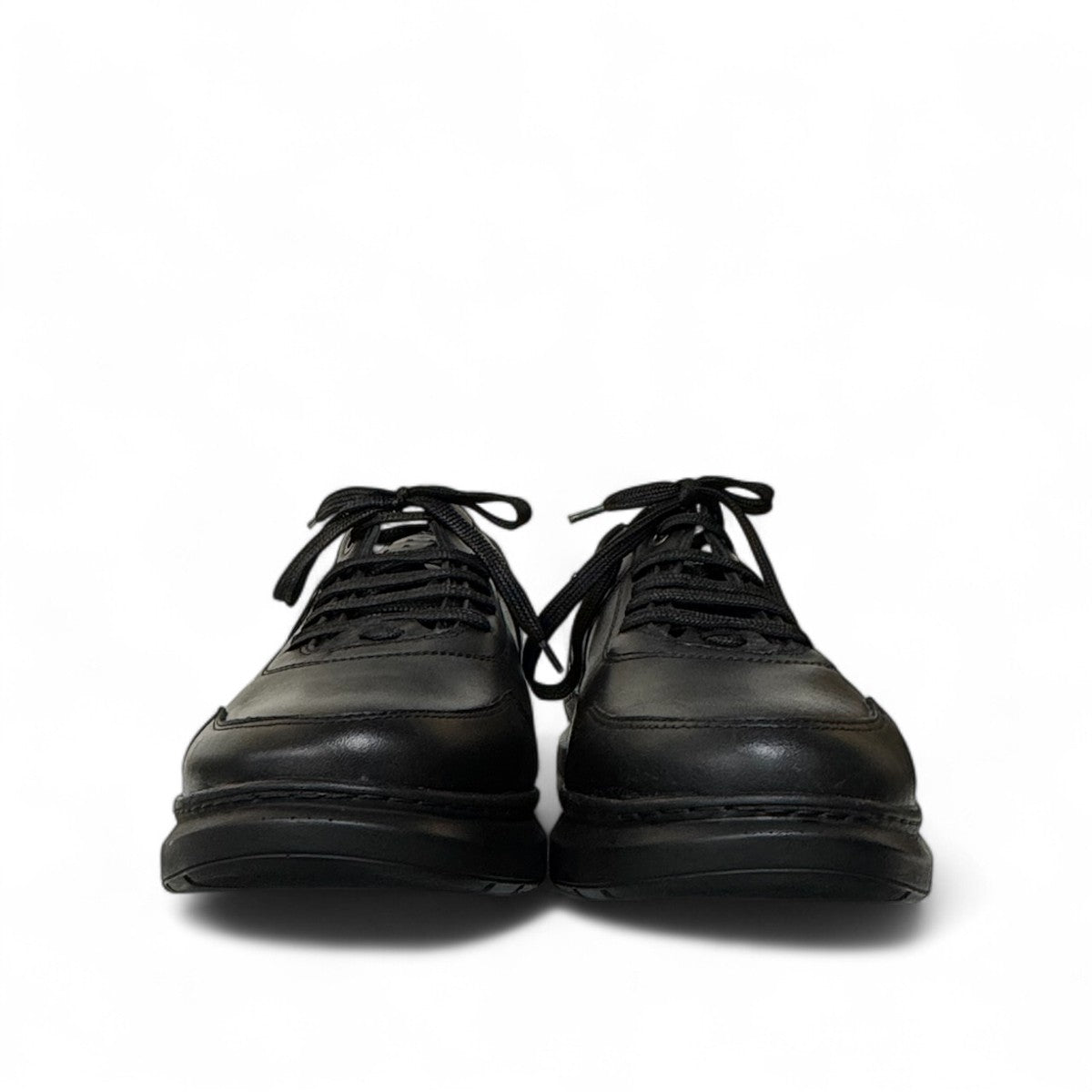 Sina Footwear Alberta black leather lace-up shoes with a durable rubber outsole for smart casual wear. Photo of front view.