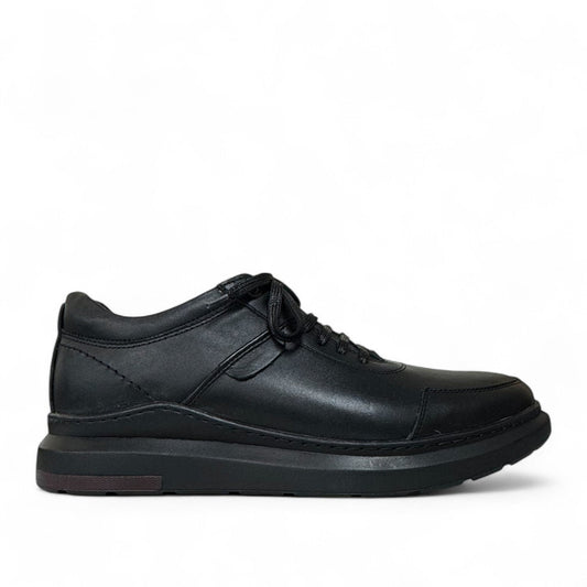 Sina Footwear Alberta black leather lace-up shoes with a durable rubber outsole for smart casual wear. Photo of right side view.