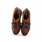 Sina Footwear Alberta brown leather lace-up shoe with a durable black rubber outsole for smart casual wear. Photo of the soles.