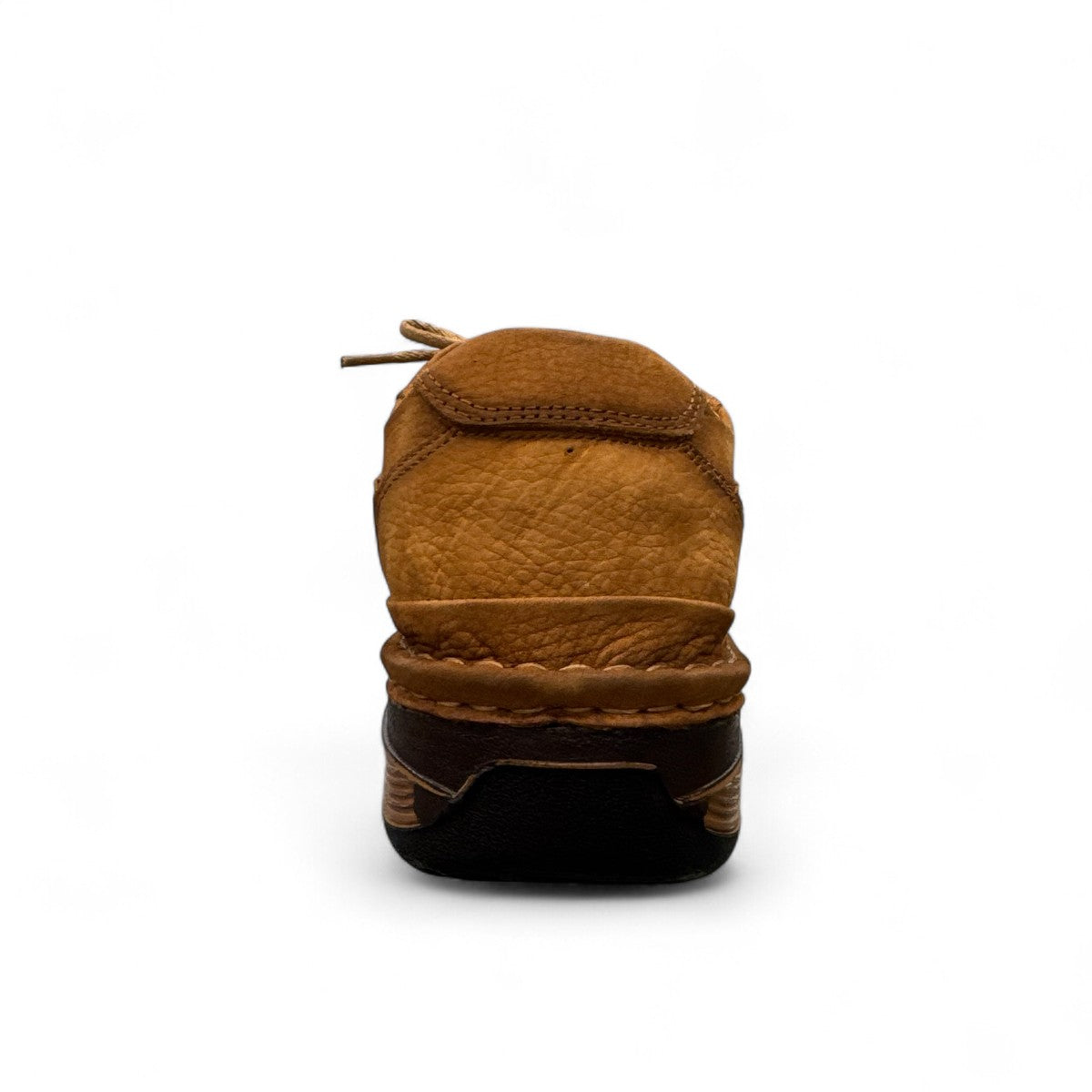 Sina Footwear Ali brown genuine leather lace-up shoes with handmade stitching and a durable rubber outsole. Photo of back view.
