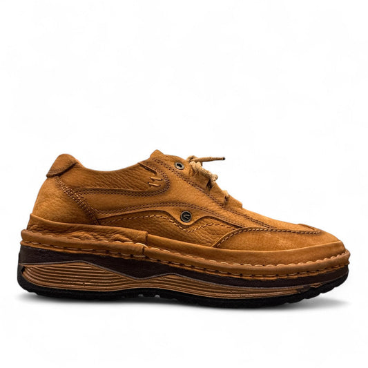 Sina Footwear Ali brown genuine leather lace-up shoes with handmade stitching and a durable rubber outsole. Photo of right side view.