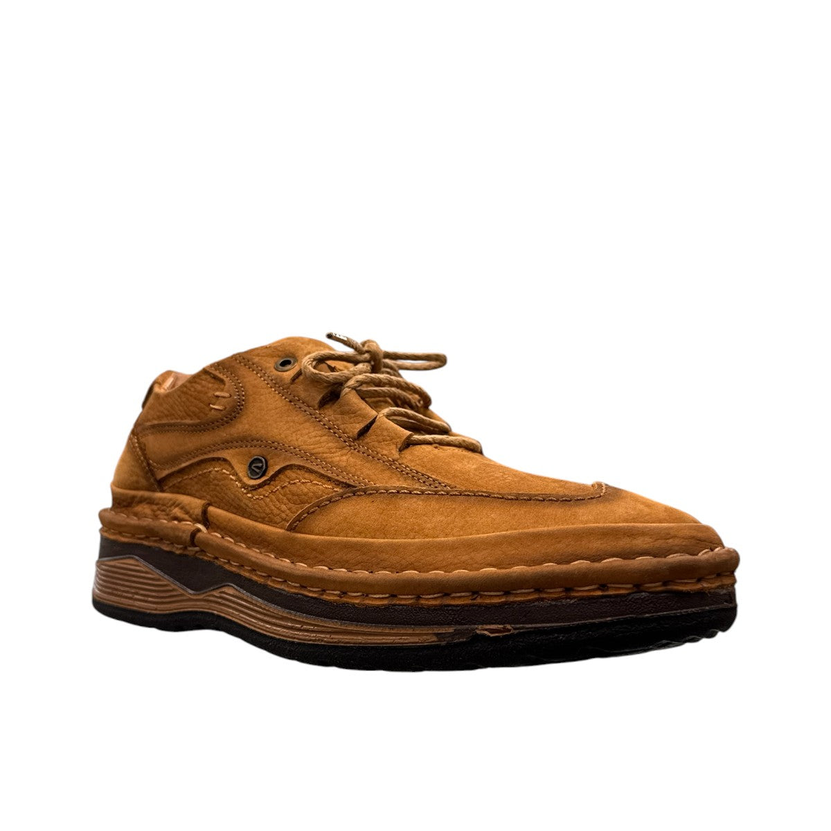 Sina Footwear Ali brown genuine leather lace-up shoes with handmade stitching and a durable rubber outsole. Photo of front side view.