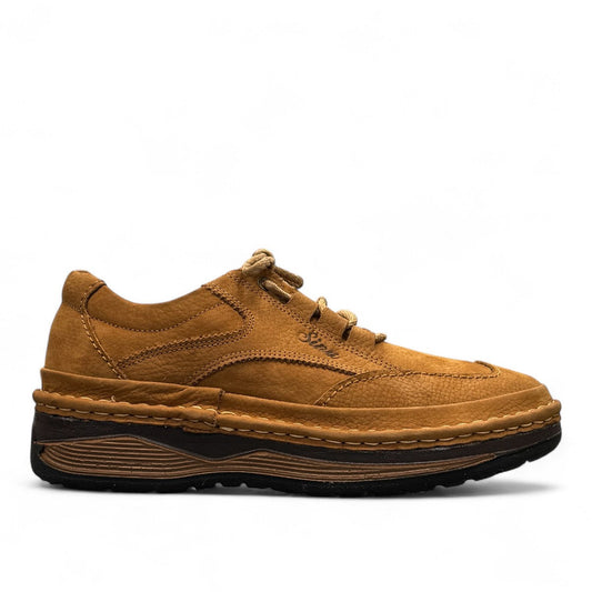 Sina Footwear Ali2 brown suede lace-up shoes with handmade stitching and a durable rubber outsole. Photo of right side view.