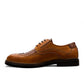 Sina Footwear Asal brown patent leather shoes with lace-up closure and durable rubber outsole. Photo of left side view.