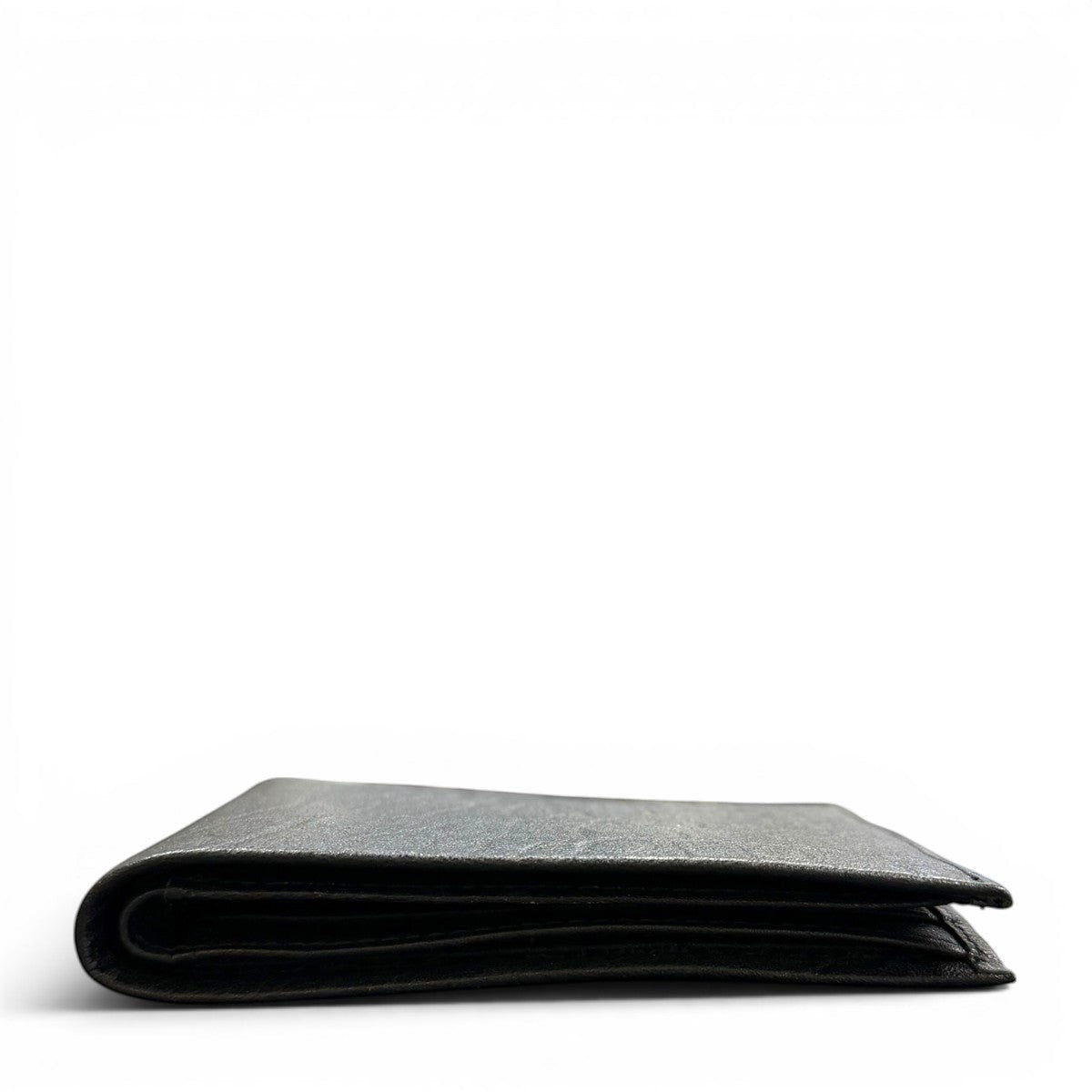 Sina Footwear black genuine leather bi-fold wallet with multiple card slots and bill compartments.