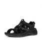Sina Footwear black open toe hybrid wedge sandals with adjustable straps and contoured arch support.
