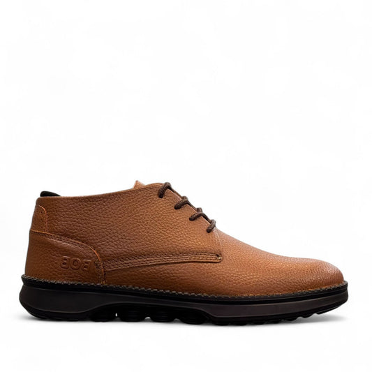 Sina Footwear Bob Roodaki brown leather lace-up shoes with textured finish and durable rubber sole. Photo of right side view.