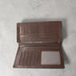 Sina Footwear brown genuine leather bi-fold wallet with multiple card slots and ID window.