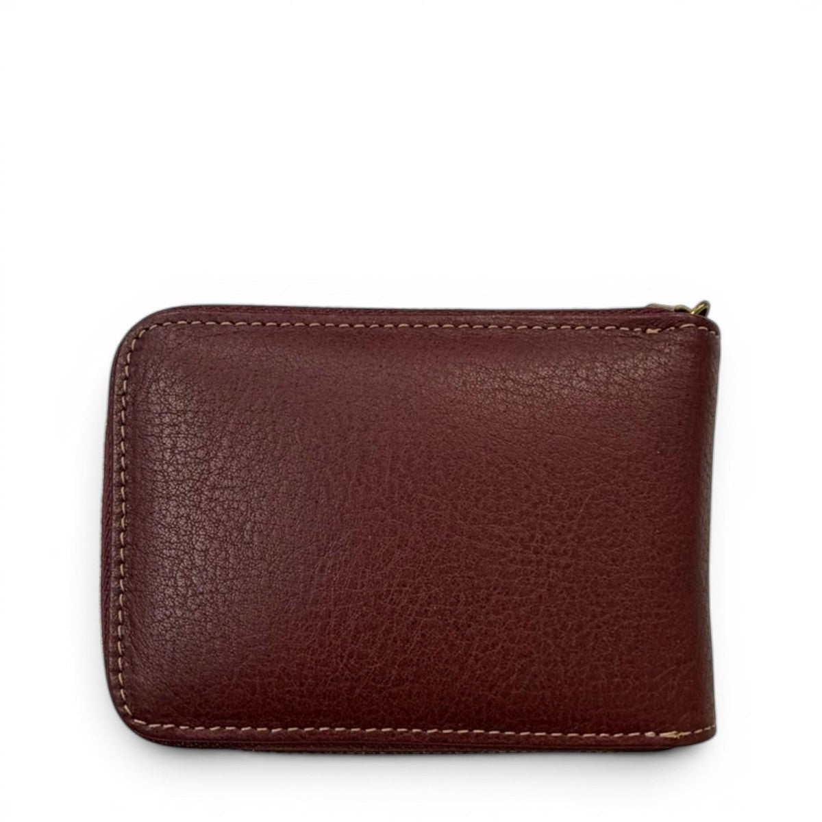 Sina Footwear genuine leather bi-fold wallet in brown with practical inner compartments and white stitching.