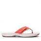 Clarks Breeze Sea bright coral flip-flops with a lightweight sole and adjustable strap closure. photo of the right side.