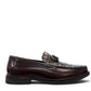 Sina Footwear dark brown genuine leather loafer with a textured croc-effect vamp and metallic buckle detail.
 photo of the right side