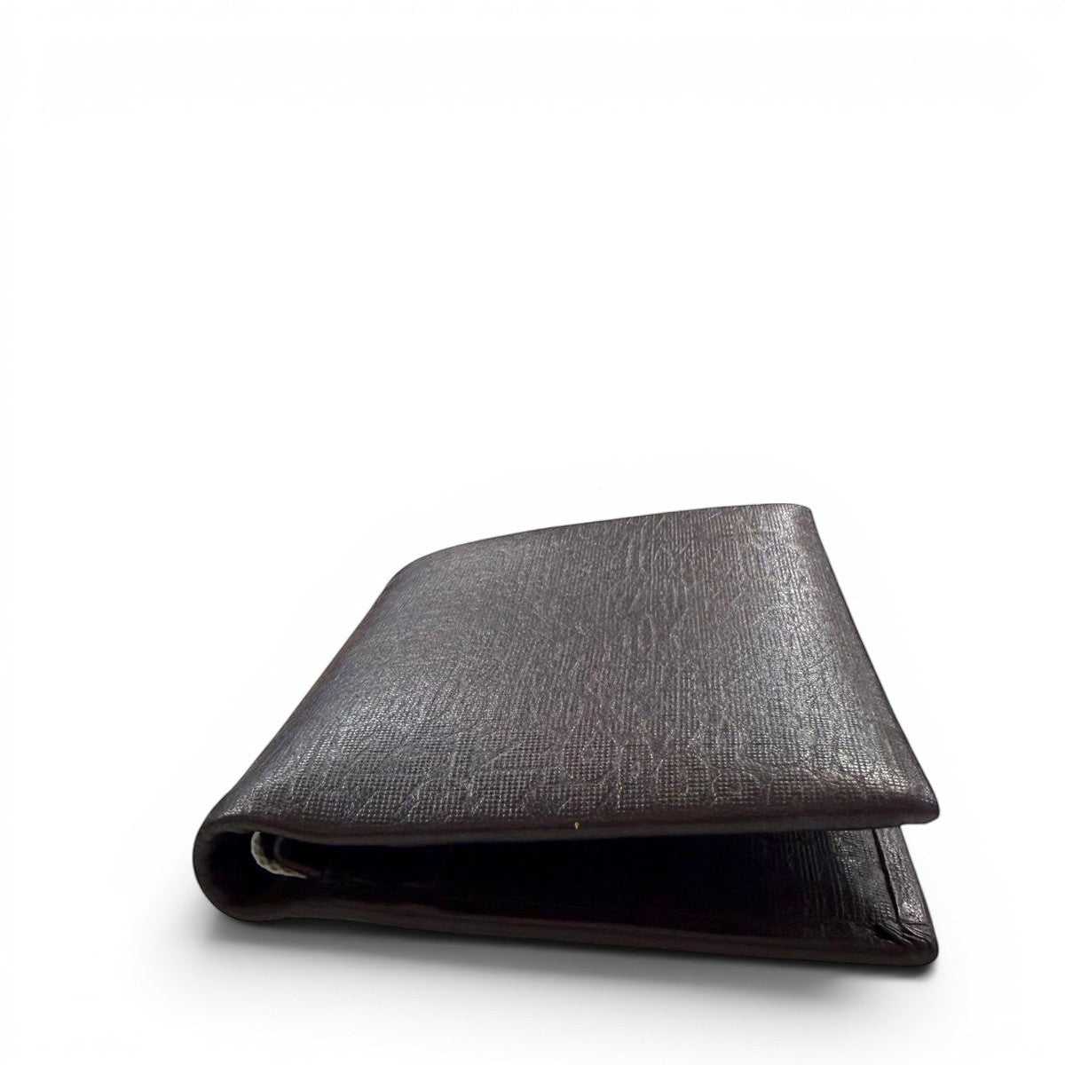 Sina Footwear genuine leather bi-fold wallet in dark brown with multiple card slots and bill compartments.