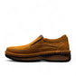 Sina Footwear Datam brown men's slip-on shoes featuring premium leather upper, leather lining, and rubber outsole. Photo of left side view.