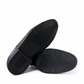 Sina Footwear Dragon black patent leather oxford shoe with textured side panel and handmade stitching detail. Photo of bottom view.