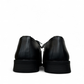 Sina Footwear Dragon black patent leather oxford shoe with textured side panel and handmade stitching detail. Photo of back view.