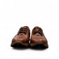Sina Footwear Gilan brown leather lace-up shoe with textured upper, handmade stitching, and durable rubber sole. Photo of front view.