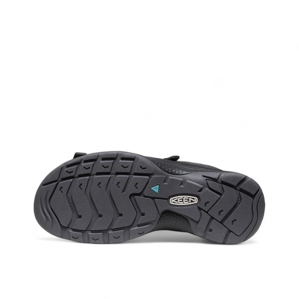 Sina Footwear KEEN Astoria West open toe black hybrid sandal with contoured fit and slip-resistant Aquagrip rubber sole.