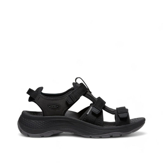 Sina Footwear KEEN Astoria West open toe black hybrid sandal with adjustable straps and contoured arch support.