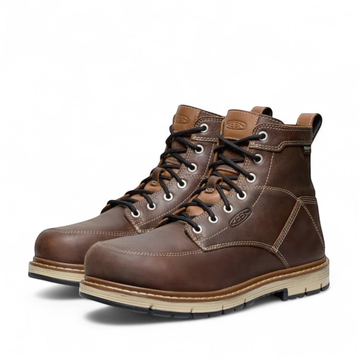 KEEN CSA SAN JOSE 6" WP work boots in bison/black leather with lace-up closure and rubber sole.