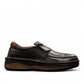 Sina Footwear Kiarash black genuine leather slip-on shoes with handmade stitching and a durable textured sole. Photo of right side view.