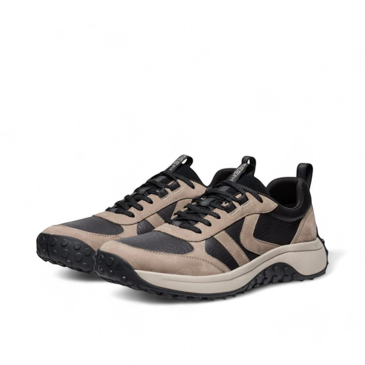 KEEN KS86 men's leather sneaker in brindle plaza taupe with trail-inspired tread and foam midsole.