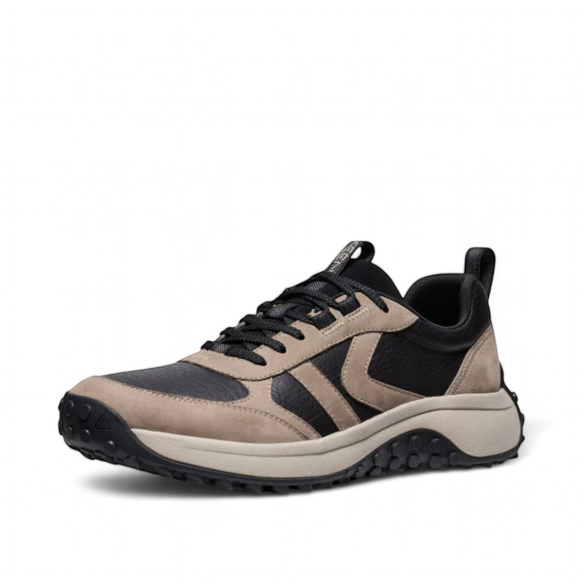 KEEN KS86 men's leather sneaker in brindle plaza taupe with trail-inspired tread and foam midsole.