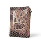 Sina Footwear genuine leather wallet with multi-color snake print and zippered closure.