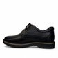 Sina Footwear Mahsa black genuine leather lace-up formal shoe with handmade stitching and durable rubber outsole. Photo of left side view.