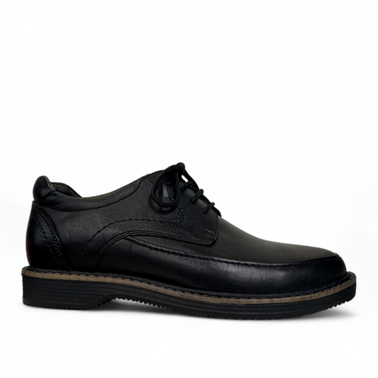 Sina Footwear Mahsa black genuine leather lace-up formal shoe with handmade stitching and durable rubber outsole. Photo of right side view.