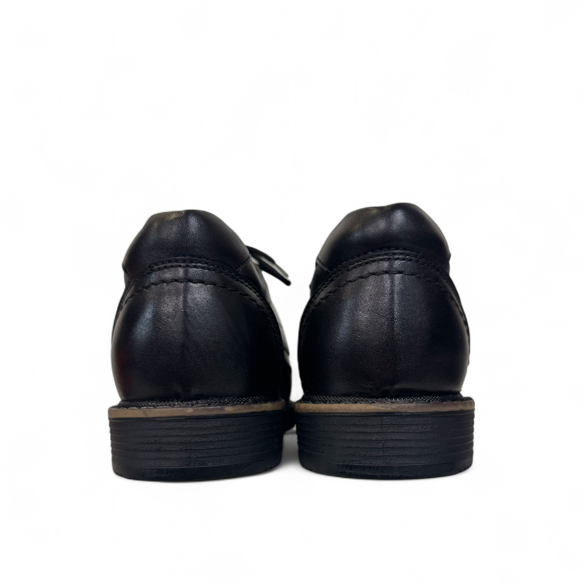 Sina Footwear Mahsa black genuine leather lace-up formal shoe with handmade stitching and durable rubber outsole. Photo of back view.