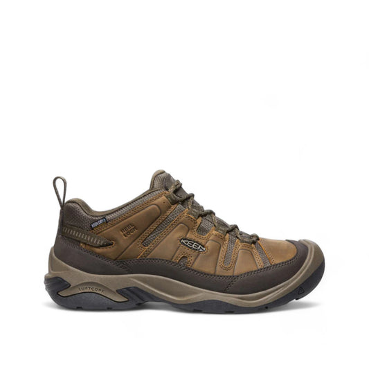 Sina Footwear men's brown leather waterproof hiking shoe with KEEN.DRY technology and LuftCore cushioning.