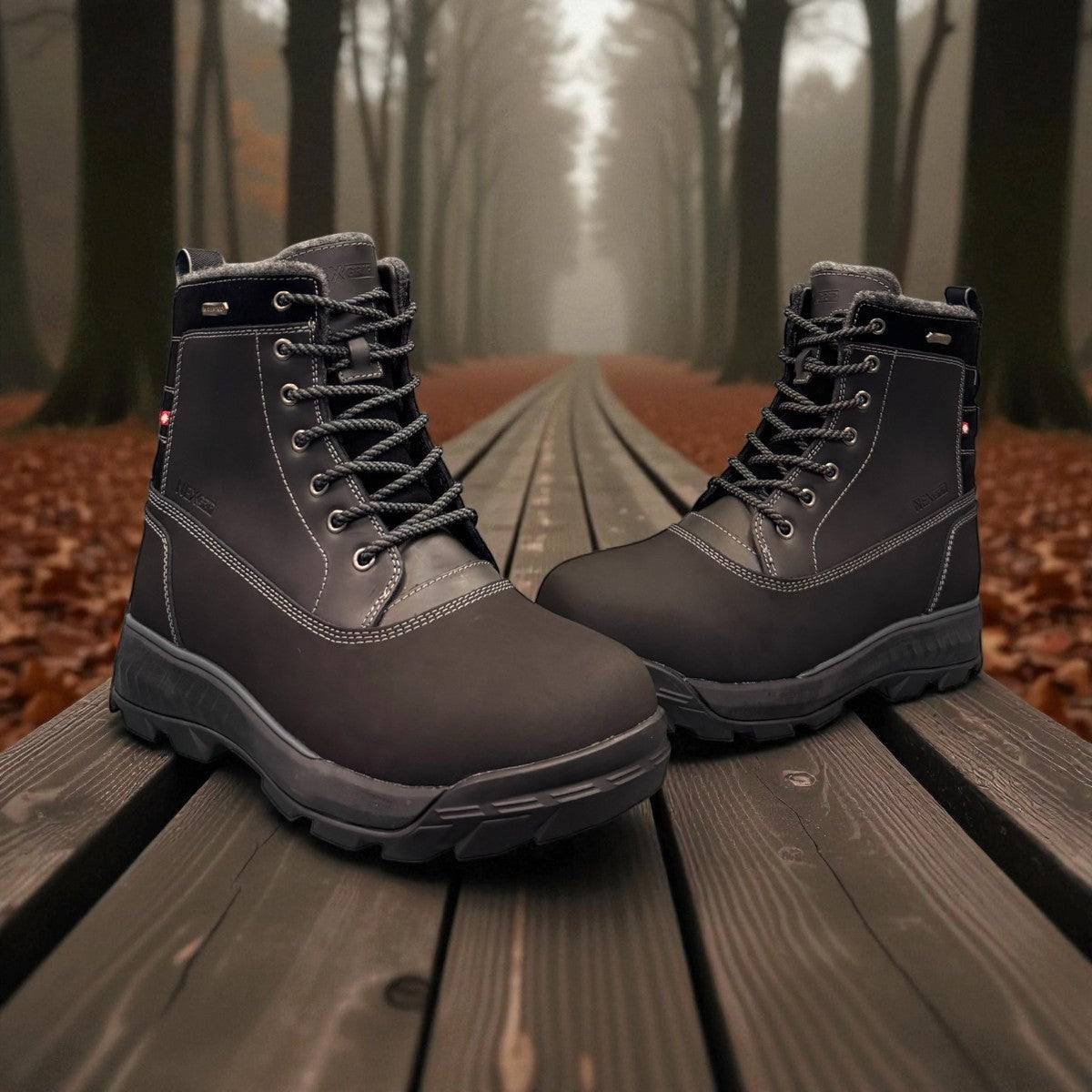 NEXGRIP Ice Victor black waterproof winter boots with retractable cleats and insulated leather design.
photo of the front side