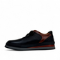 Sina Footwear Pasargad black leather lace-up sneakers with brown accents and a durable rubber outsole. Photo of left side view.