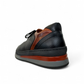 Sina Footwear Pasargad black leather lace-up sneakers with brown accents and a durable rubber outsole. Photo of back side view.