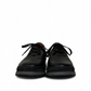 Sina Footwear Pasargad black leather lace-up sneakers with brown accents and a durable rubber outsole. Photo of front view.