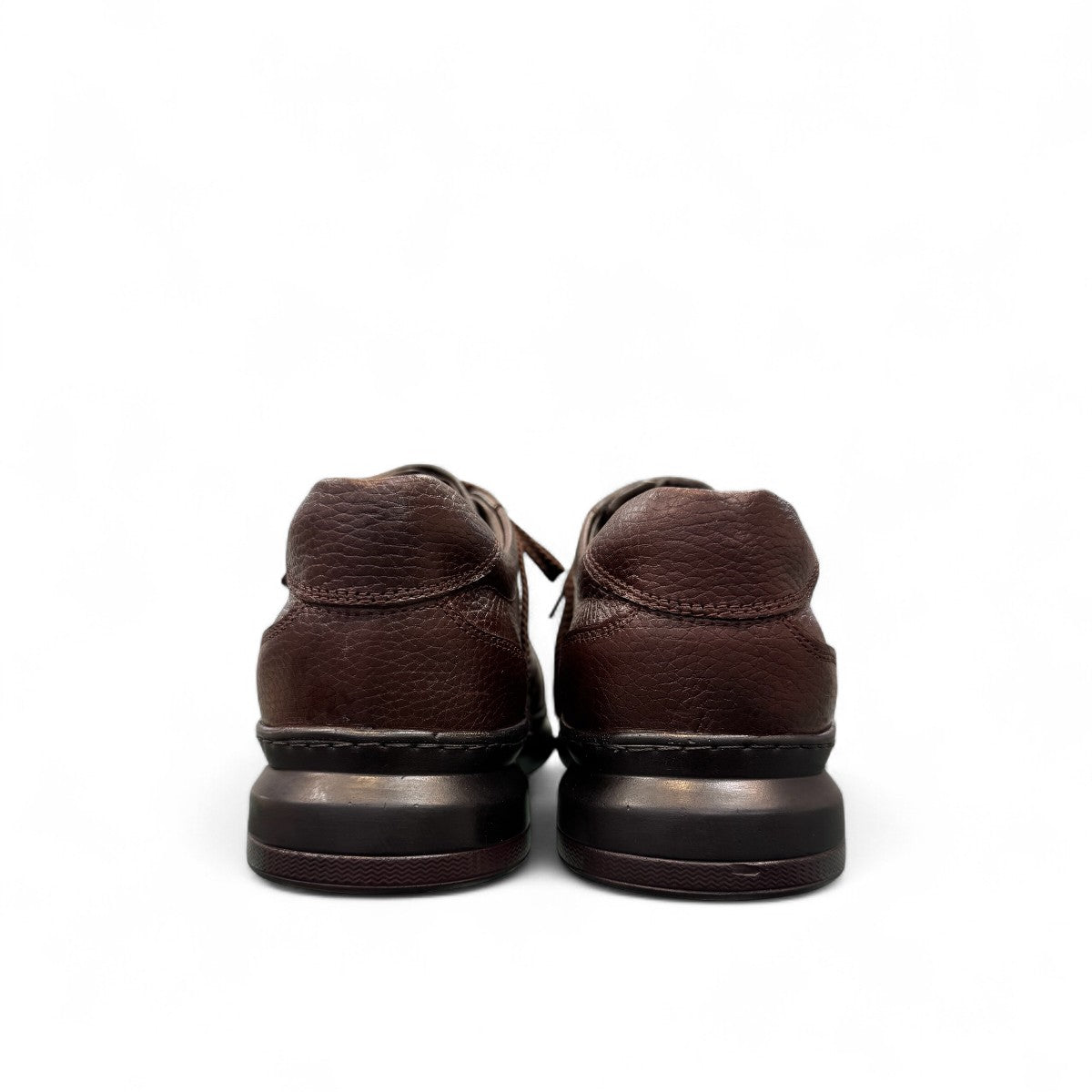 Sina Footwear Sari dark brown genuine leather lace-up shoe with a durable rubber outsole and detailed stitching. Photo of back view.