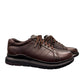 Sina Footwear Sari dark brown genuine leather lace-up shoe with a durable rubber outsole and detailed stitching. Photo of side views.