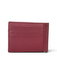 Sina Footwear Textured Leather Bifold Wallet With Money Clip in berry hue, featuring multiple card slots and a metal money clip.