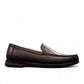 Sina Footwear Vanak black leather loafers with handmade stitching and a durable rubber outsole for formal wear. Photo of right side view.