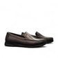 Sina Footwear Vanak black leather loafers with handmade stitching and a durable rubber outsole for formal wear. Photo of side views.