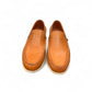 Sina Footwear Vanak light brown genuine leather loafers with handmade stitching and a durable rubber outsole. Photo of front view.