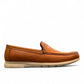 Sina Footwear Vanak light brown genuine leather loafers with handmade stitching and a durable rubber outsole. Photo of right side view.