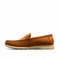 Sina Footwear Vanak light brown genuine leather loafers with handmade stitching and a durable rubber outsole. Photo of left side view.
