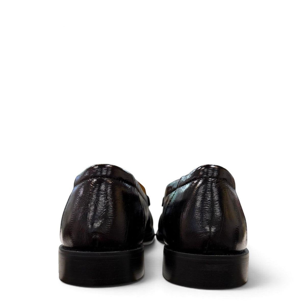 Sina Footwear wine-colored genuine leather loafer with hand-finished gathered detailing and a durable rubber outsole.
photo of the back side