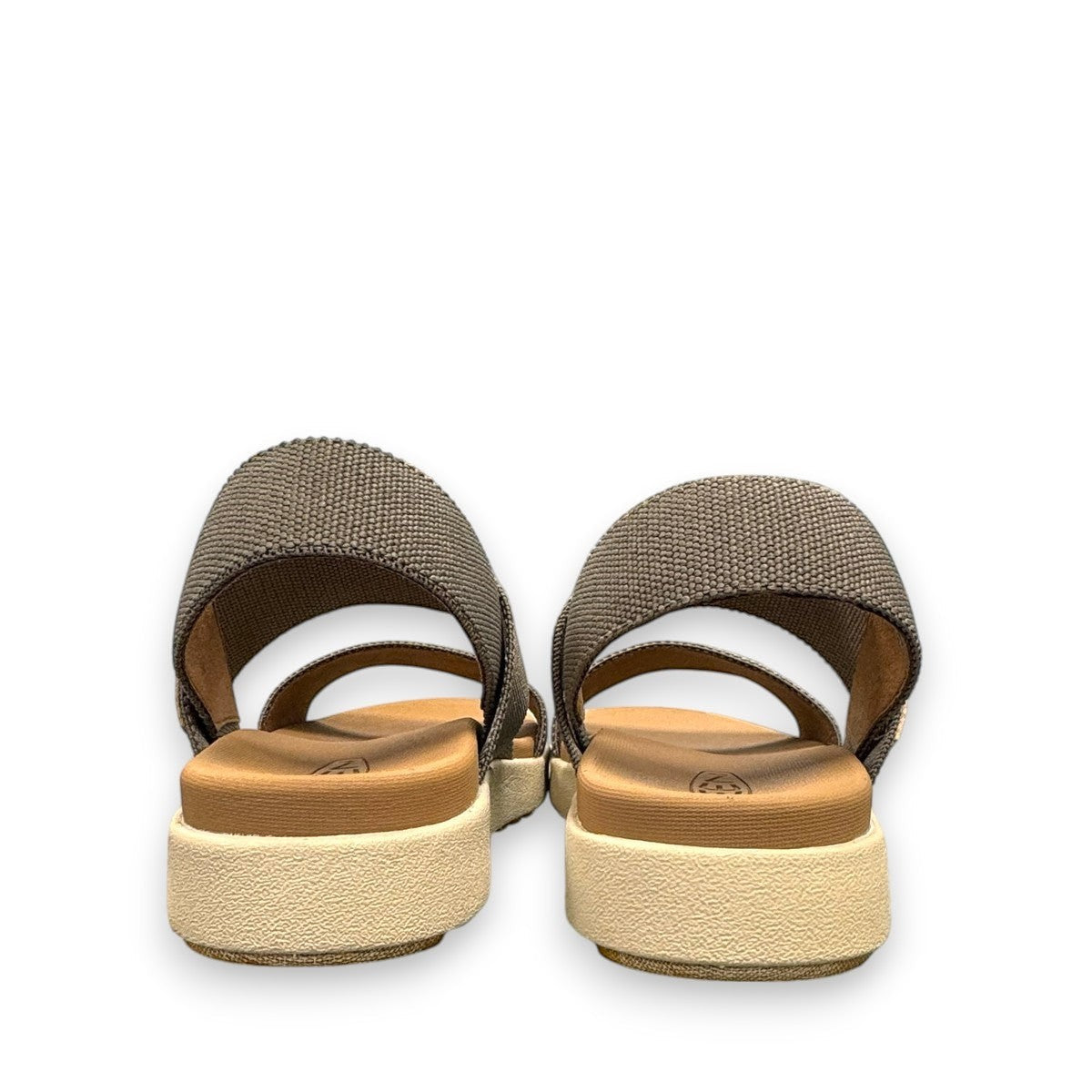 Sina Footwear women's Elle Backstrap sandals in brindle brown with recycled PET straps and jute-infused outsole.