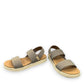 Sina Footwear women's Elle Backstrap sandals in brindle and birch. Features recycled straps and a jute-infused outsole.