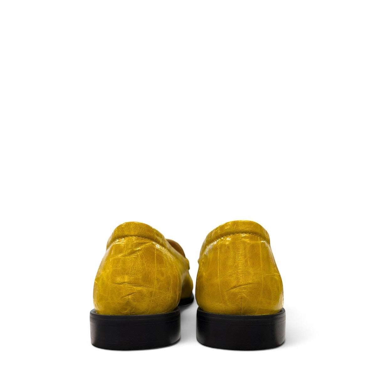 Sina Footwear yellow genuine leather loafer with hand-finished gathered detailing and a durable rubber outsole.
photo of the back side