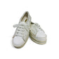 Nikpa Sofi white bridal platform sneaker with pearl and rhinestone embellishments on a thick sole