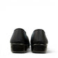soflex-S230 black peep-toe comfort flats with floral detail, side perforations, and a flexible low-profile sole.
photo of the back side