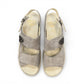 Softline Hedi sandals in umbra leather with a shiny textured finish, wedge heel, and adjustable straps.
photo of the top side